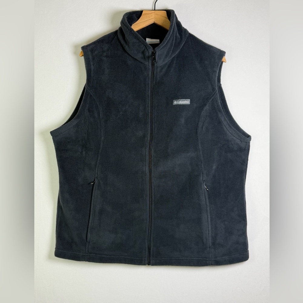 Columbia Men’s Fleece Vest Full Zip Black Sleeveless Outdoor Layer Sz XXL